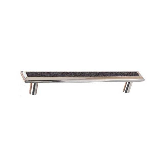 Colonial Bronze Leather Accented Rectangular, Beveled Appliance Pull, Door Pull, Shower Door Pull With Straight Posts, Polished Copper x Rattlesnake White Leather