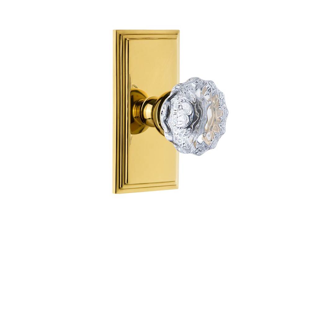 Grandeur Hardware Grandeur Carre Plate Passage with Fontainebleau Crystal Knob in Lifetime Brass